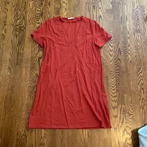 Red linen dress